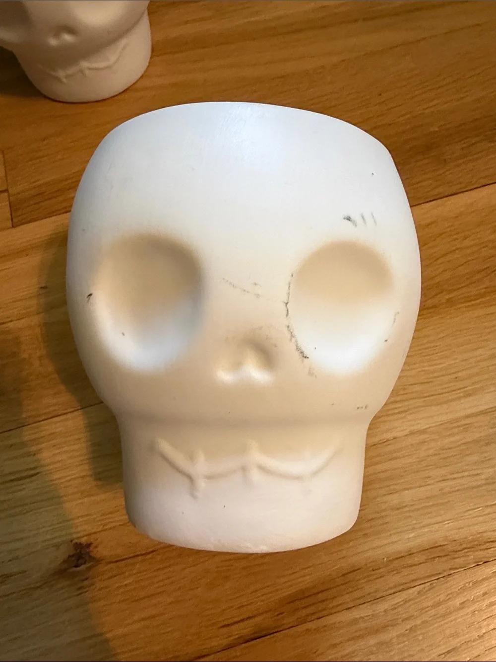 Set of 2 White Ceramic Skull Planter Pair - Home Accents